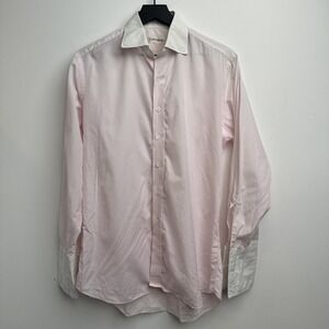 Y William Yu French Cuff Shirt Mens S Light Rose Pink Button Down Custom Made